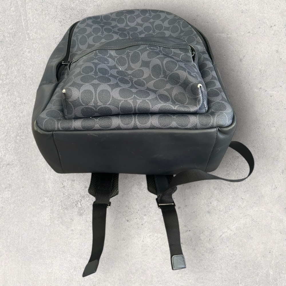 Coach Signature Canvas & Leather Backpack – Charcoal/Black | Vintage - Picture 3 of 4